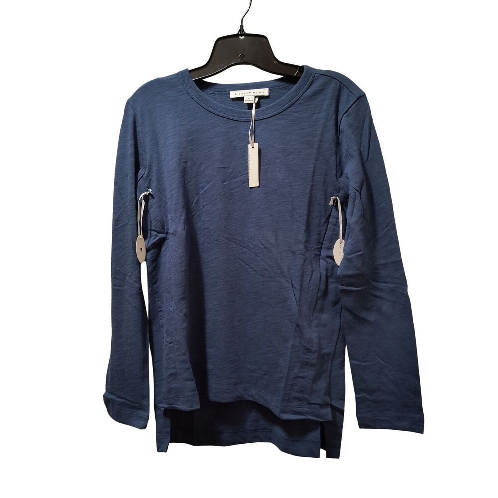 Loyal Hana Kendal Maternity Nursing Top XS Indigo Blue Cotton Long Sleeve NWT